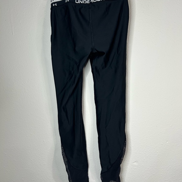 Under Armour Youth Medium Black Compression Leggings HeatGear Mesh Panels - Picture 4 of 6